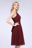 MISSHOW offers One-Shoulder Sleeveless Knee-Length Bridesmaid Dress with Ruffles Formal Party Dress at a good price from Misshow