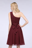 MISSHOW offers One-Shoulder Sleeveless Knee-Length Bridesmaid Dress with Ruffles Formal Party Dress at a good price from Misshow