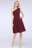 MISSHOW offers One-Shoulder Sleeveless Knee-Length Bridesmaid Dress with Ruffles Formal Party Dress at a good price from Misshow