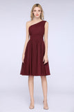 MISSHOW offers One-Shoulder Sleeveless Knee-Length Bridesmaid Dress with Ruffles Formal Party Dress at a good price from Misshow