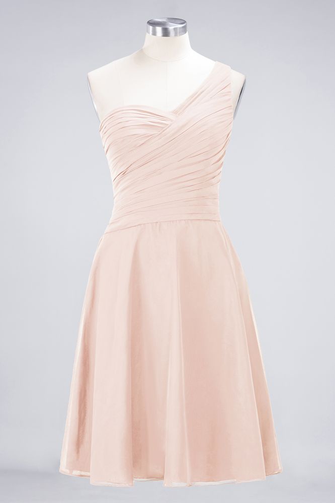 One-Shoulder Sweetheart Knee-Length Bridesmaid Dress Ruffles aline Party Dress | MISSHOW One-Shoulder Sweetheart Knee-Length Bridesmaid Dress Ruffles aline Party Dress | MISSHOW