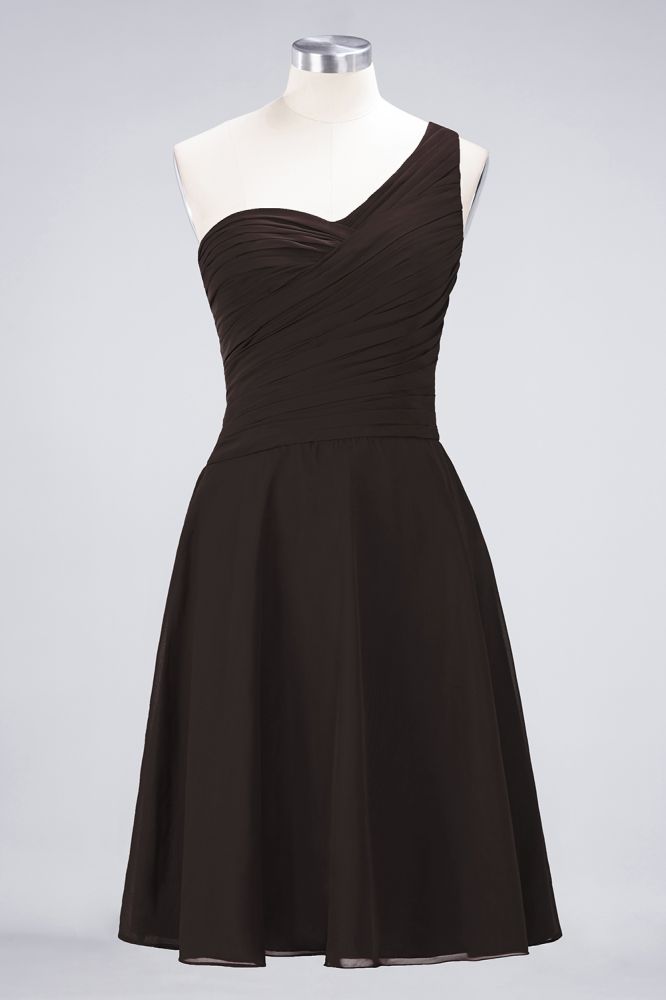One-Shoulder Sweetheart Knee-Length Bridesmaid Dress Ruffles aline Party Dress | MISSHOW One-Shoulder Sweetheart Knee-Length Bridesmaid Dress Ruffles aline Party Dress | MISSHOW
