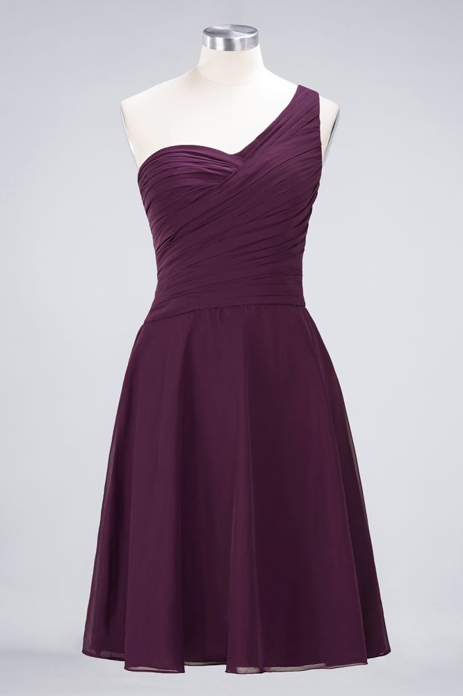 One-Shoulder Sweetheart Knee-Length Bridesmaid Dress Ruffles aline Party Dress | MISSHOW One-Shoulder Sweetheart Knee-Length Bridesmaid Dress Ruffles aline Party Dress | MISSHOW
