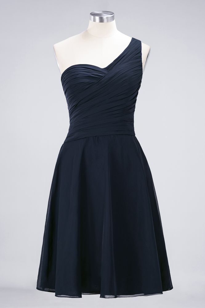 One-Shoulder Sweetheart Knee-Length Bridesmaid Dress Ruffles aline Party Dress | MISSHOW One-Shoulder Sweetheart Knee-Length Bridesmaid Dress Ruffles aline Party Dress | MISSHOW