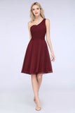 MISSHOW offers One-Shoulder Sweetheart Knee-Length Bridesmaid Dress Ruffles aline Party Dress at a good price from Misshow