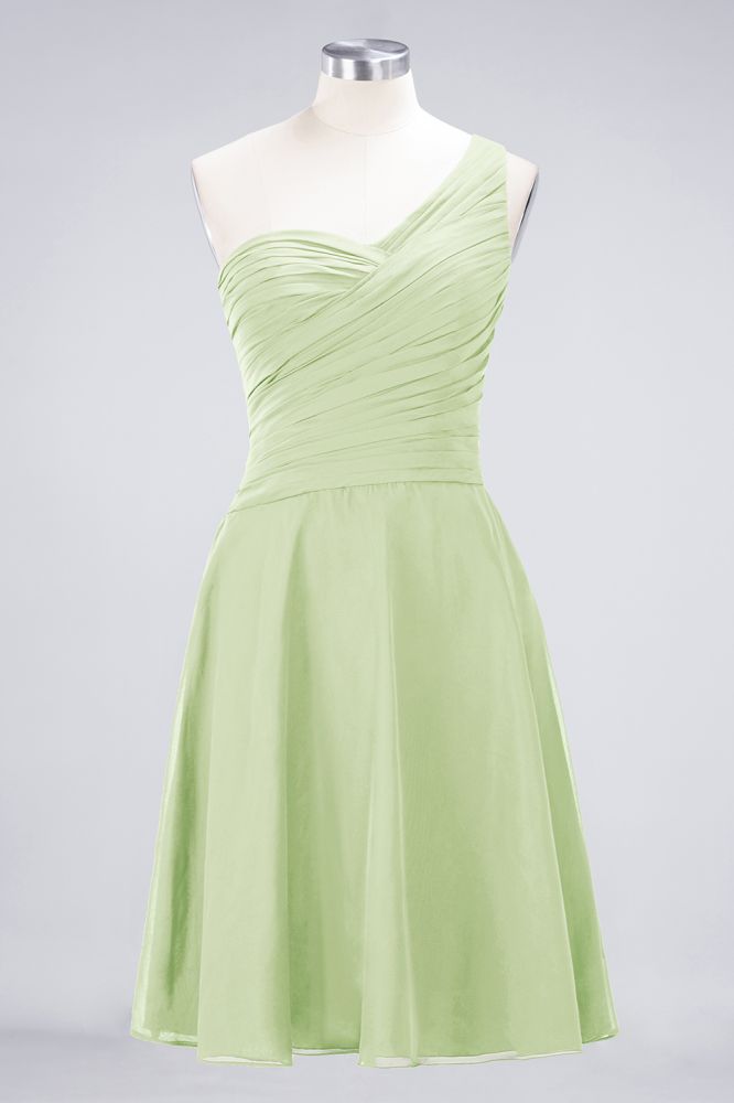 One-Shoulder Sweetheart Knee-Length Bridesmaid Dress Ruffles aline Party Dress | MISSHOW One-Shoulder Sweetheart Knee-Length Bridesmaid Dress Ruffles aline Party Dress | MISSHOW
