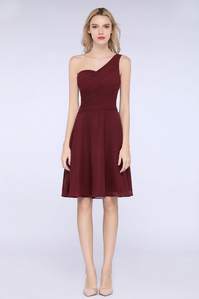 MISSHOW offers One-Shoulder Sweetheart Knee-Length Bridesmaid Dress Ruffles aline Party Dress at a good price from Misshow