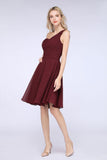 MISSHOW offers One-Shoulder Sweetheart Knee-Length Bridesmaid Dress Ruffles aline Party Dress at a good price from Misshow