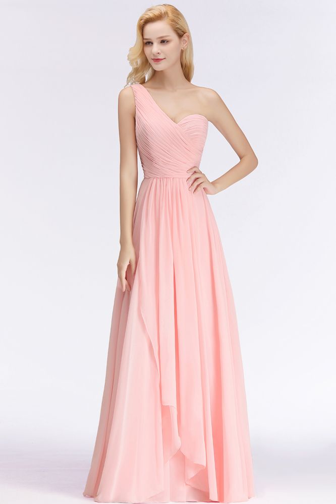 MISSHOW offers One-shoulder Sweetheart Ruffles Chiffon Bridesmaid Dress Aline Evening Dress at a good price from White,Ivory,Blushing Pink,Candy Pink,Pearl Pink,Dusty Rose,Watermelon,Red,Fuchsia,Burgundy,Chocolate,Brown,Gold,Champagne,Orange,Yellow,Daffodil,Regency,Grape,Lilac,Lavender,Sky Blue,Pool,Ocean Blue,Royal Blue,Ink Blue,Dark Navy,Black,Silver,Dark Green,Jade,Green,Sage,Mint Green,100D Chiffon to A-line Floor-length them. Stunning yet affordable Sleeveless Bridesmaid Dresses.