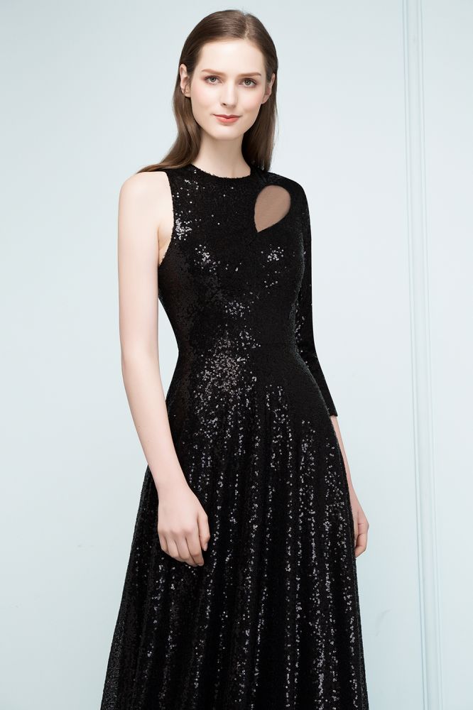 MISSHOW offers One-sleeve Black A-line Floor Length Sequined Prom Dresses at a cheap price from Black, Sequined to A-line Floor-length hem. Stunning yet affordable 3/4-Length Sleeves Prom Dresses.