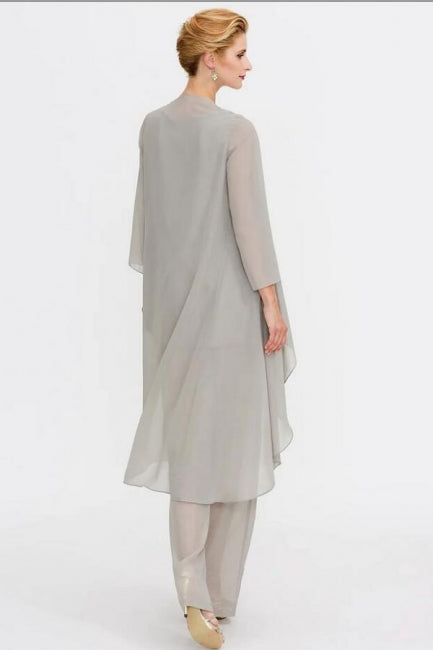 Pantsuit 3 Piece Suit Mother of the Bride Dress Plus Size Floor Length Chiffon-misshow.com