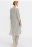 Pantsuit 3 Piece Suit Mother of the Bride Dress Plus Size Floor Length Chiffon-misshow.com