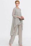 Pantsuit 3 Piece Suit Mother of the Bride Dress Plus Size Floor Length Chiffon-misshow.com