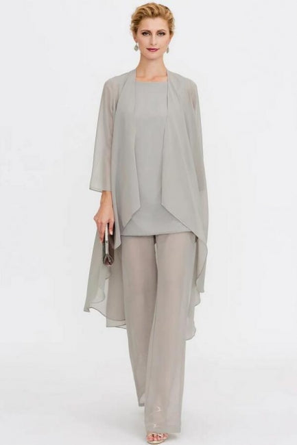 Pantsuit 3 Piece Suit Mother of the Bride Dress Plus Size Floor Length Chiffon-misshow.com