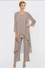 Pantsuit Mother of the Bride Dress Plus Size Elegant Chiffon Bridesmaid Dress-misshow.com