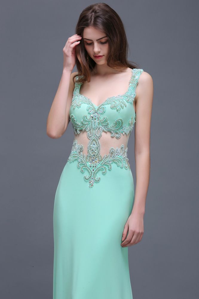 MISSHOW offers gorgeous Green Straps party dresses with delicately handmade Beading,Crystal in size 0-26W. Shop Floor-length prom dresses at affordable prices.