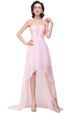 Pink A-line Hi-Lo Sweetheart Ruffle Chiffon Bridesmaid Dresses