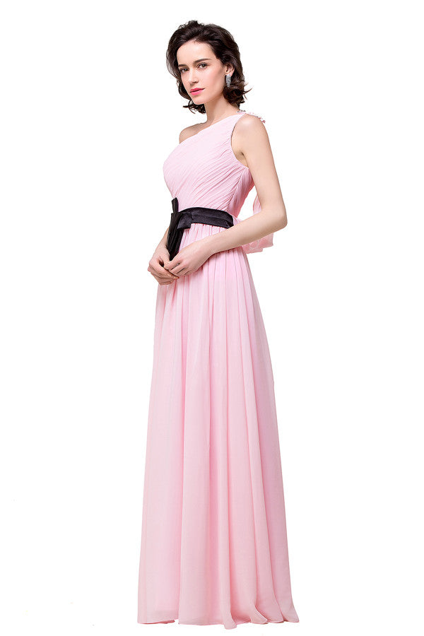 A plus size Blushing Pink bridesmaid dress made of 100D Chiffon are trendy for  . Shop MISSHOW with elaborately designed Crystal,Ribbons,Ruffles gowns for your bridesmaids.