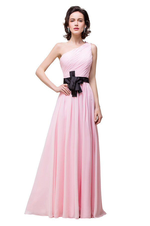 A plus size Blushing Pink bridesmaid dress made of 100D Chiffon are trendy for  . Shop MISSHOW with elaborately designed Crystal,Ribbons,Ruffles gowns for your bridesmaids.