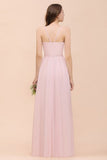 Pink Girls Bridesmaid Dress Halter Floor Length Chiffon Beach Wedding Party Dress-misshow.com