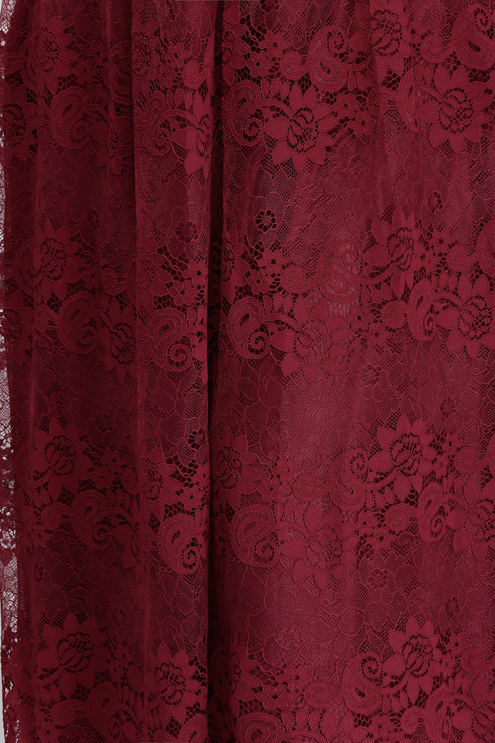 Plus Size A-Line V-Neck Burgundy Lace Bridesmaid Dresses
