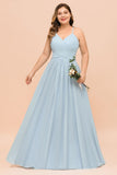Plus Size Bridesmaid Dress Sweetheart Floor Length A-line Maid of Honor Dress-misshow.com