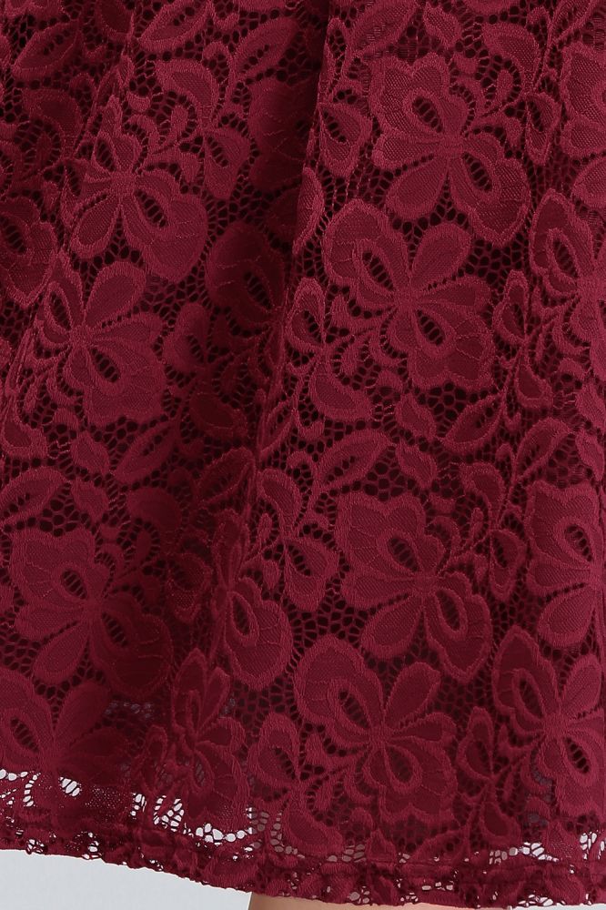Looking for plussizedress in Lace, A-line style, and Gorgeous Lace work  MISSHOW has all covered on this elegant Plus size Burgundy A-Line Off-Shoulder Knee Length Lace Cocktail Dresses.