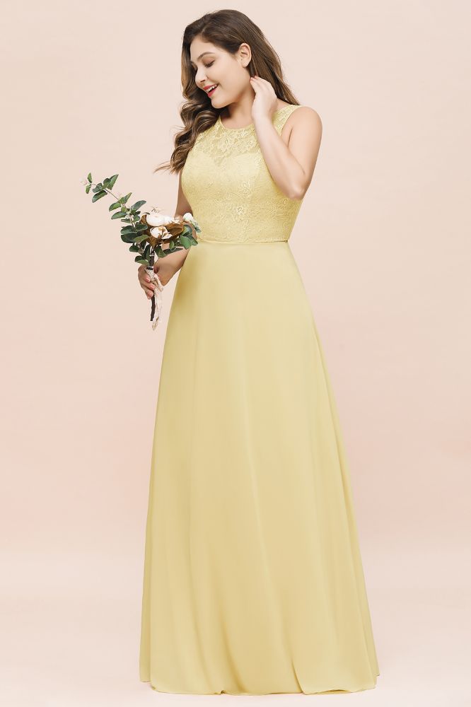 Plus Size Floral A-line Bridesmaid Dress Sleeveless Evening Maxi Dress for Girls Women-misshow.com
