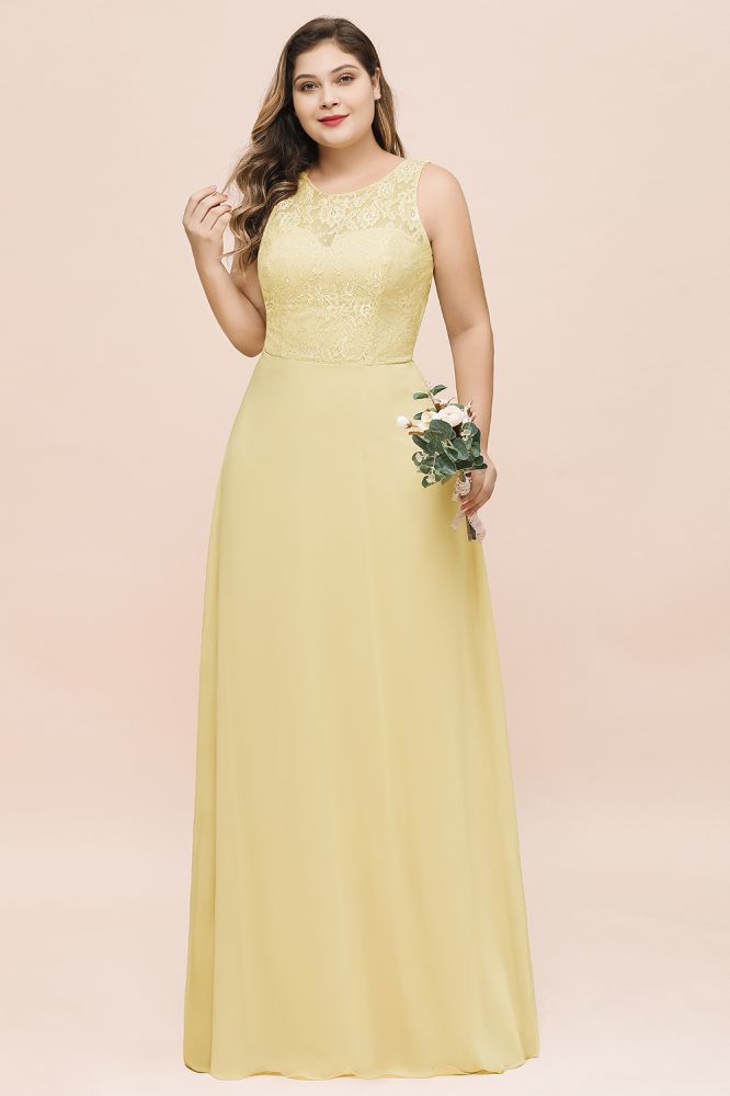 Plus Size Floral A-line Bridesmaid Dress Sleeveless Evening Maxi Dress for Girls Women-misshow.com