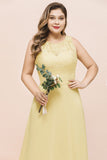 Plus Size Floral A-line Bridesmaid Dress Sleeveless Evening Maxi Dress for Girls Women-misshow.com