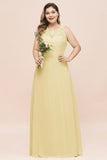 Plus Size Floral A-line Bridesmaid Dress Sleeveless Evening Maxi Dress for Girls Women