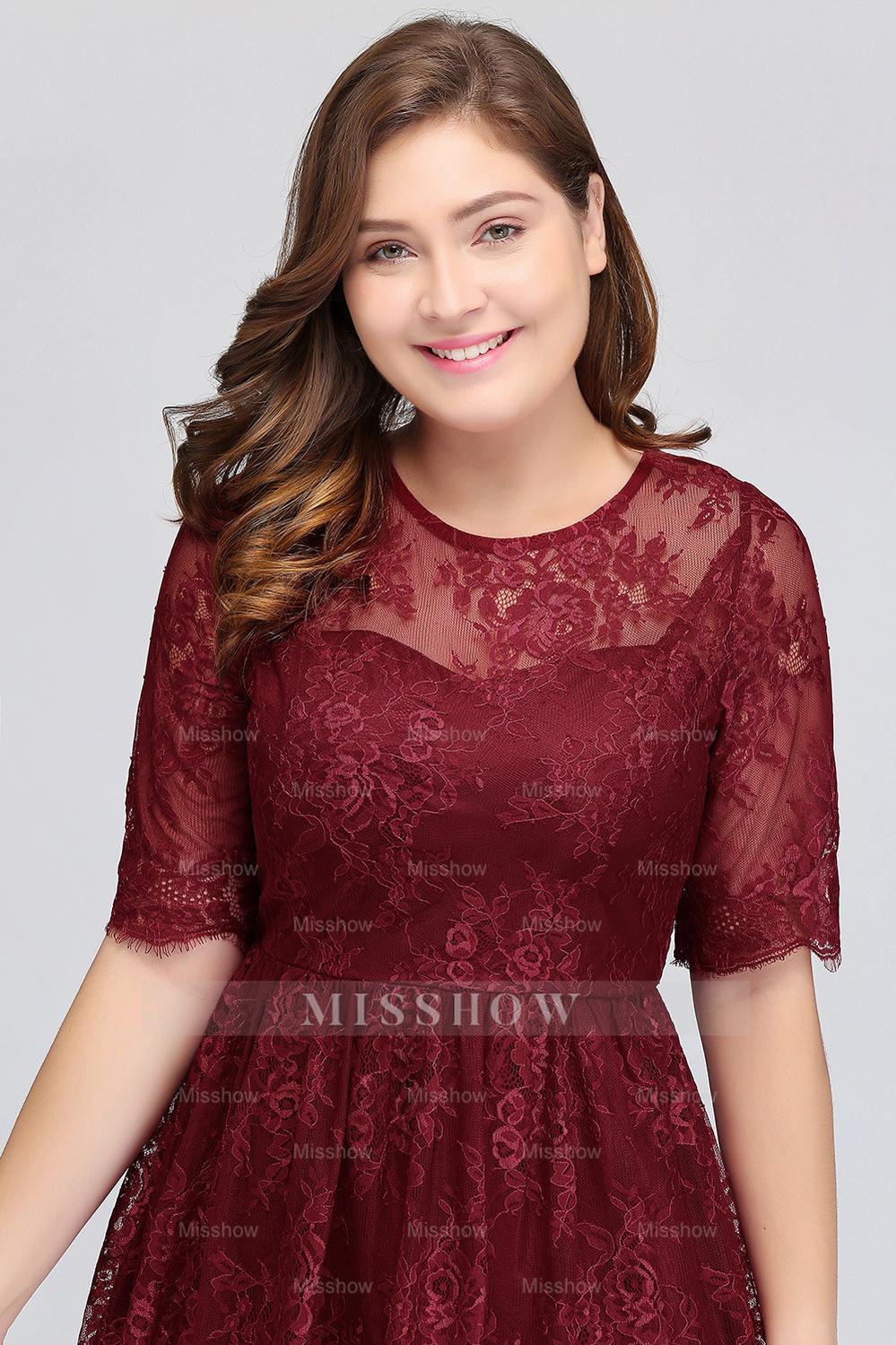 Plus size Jewel Burgundy Affordable Bridesmaid Dresses with Short Sleeves Plus size Jewel Burgundy Affordable Bridesmaid Dresses with Short Sleeves