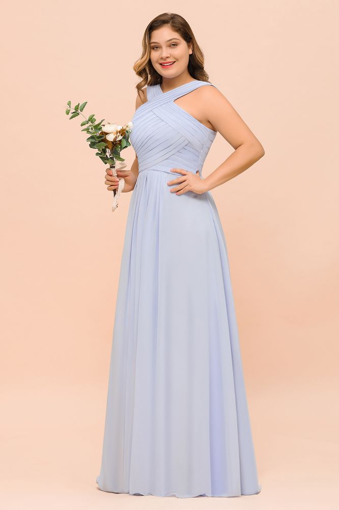 Plus Size Lavender Bridesmaid Dress Halter Floor Length Wedding Guest Dress | MisShow Plus Size Lavender Bridesmaid Dress Halter Floor Length Wedding Guest Dress | MisShow