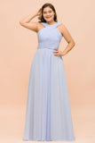 Plus Size Lavender Bridesmaid Dress Halter Floor Length Wedding Guest Dress