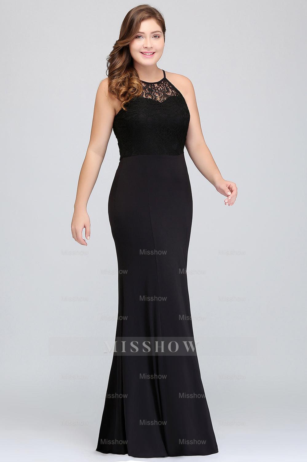 Plus Size Mermaid Jewel Lace Black Bridesmaid Dresses Plus Size Mermaid Jewel Lace Black Bridesmaid Dresses