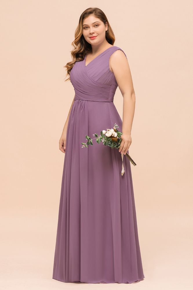 Plus Size Purple Bridesmaid Dress Maxi Chiffon Wedding Guest Dress | MISSHOW Plus Size Purple Bridesmaid Dress Maxi Chiffon Wedding Guest Dress | MISSHOW