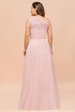 Plus Size Sleeveless aline Bridesmaid Dress Long Side Split Wedding Party Dress-misshow.com