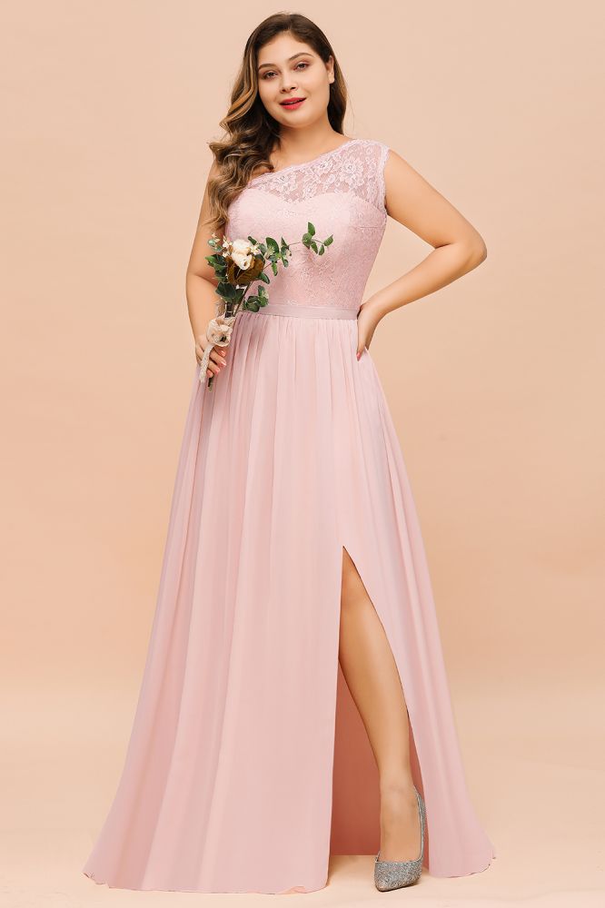 Plus Size Sleeveless Aline Bridesmaid Dress Long Side Split Wedding Party Dress | MisShow Plus Size Sleeveless Aline Bridesmaid Dress Long Side Split Wedding Party Dress | MisShow