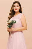 Plus Size Sleeveless aline Bridesmaid Dress Long Side Split Wedding Party Dress-misshow.com