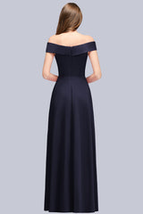 Popular Off-the-Shoulder Ruffle Navy Bridesmaid dresses
