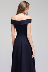 Popular Off-the-Shoulder Ruffle Navy Bridesmaid dresses
