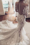 Pretty Pretty Mermaid Lace Appliques Long Sleeves Sheer Tulle Elegant Wedding Dresses