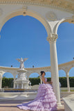Princess A-line Lilac Straps Ruffles Sleeveless Prom Dress-misshow.com