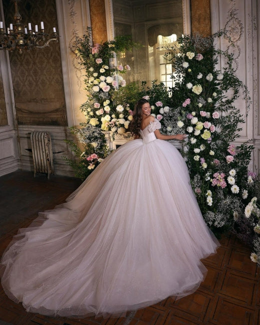 Princess Luxury Wedding Dresses Glitter with Lace-misshow.com