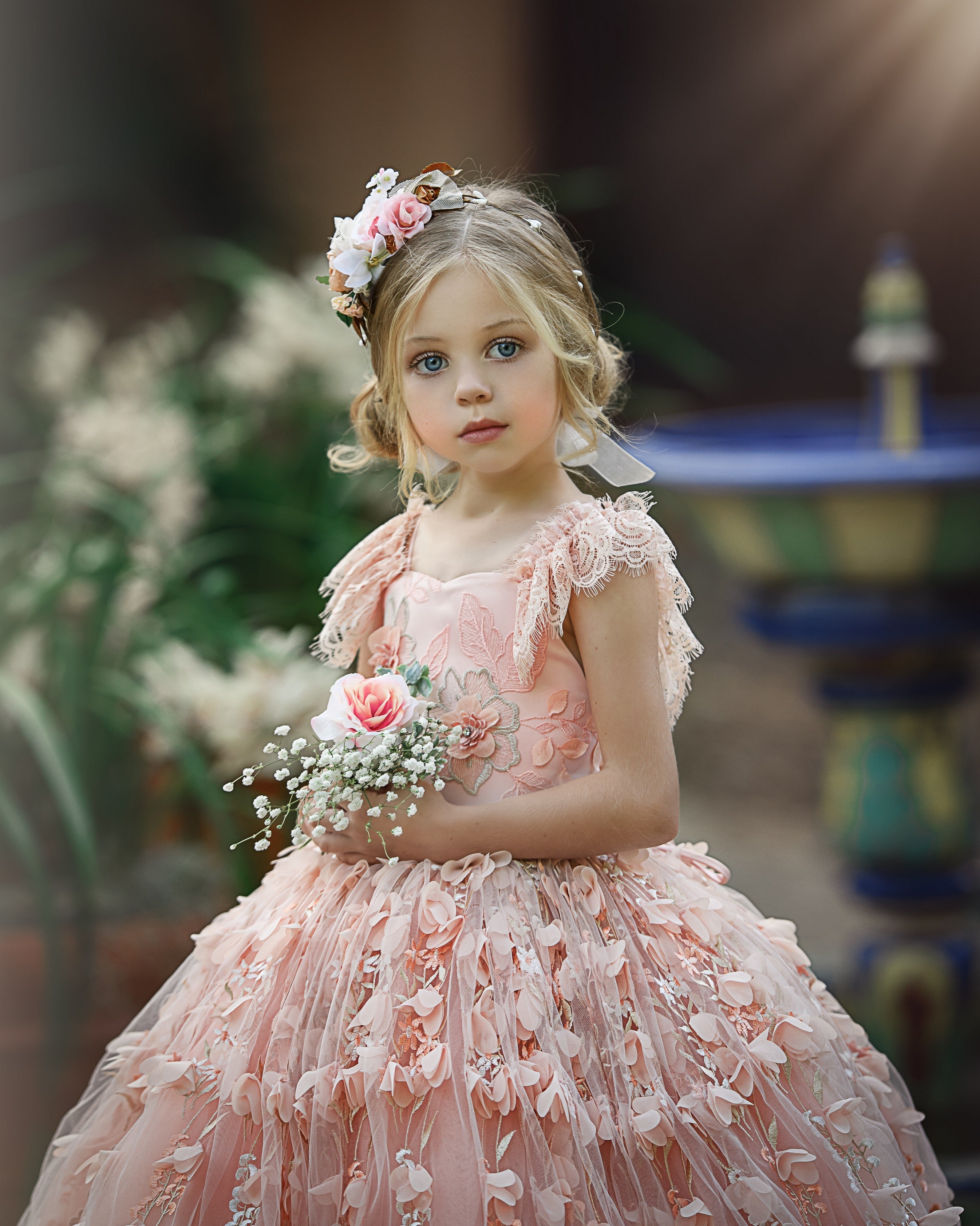 Princess Pink A-line Cap Sleeves Lace Flower Girls Dress – misshow.com