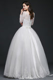 This elegant Scoop Tulle wedding dress with Lace could be custom made in plus size for curvy women. Plus size Long Sleeves Princess bridal gowns are classic yet cheap.