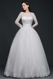 Princess Scoop Tulle White Wedding Dress With Lace