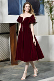 MISSHOW offers Puff Sleeve Ankle Length  Velvet Daily Casual Dress Deep V-Neck Vintage Party Dress at a good price from Burgundy,Tulle,Velvet to A-line Tea-length them. Stunning yet affordable Short Sleeves Prom Dresses,Evening Dresses,Homecoming Dresses,Quinceanera dresses.