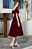 MISSHOW offers Puff Sleeve Ankle Length  Velvet Daily Casual Dress Deep V-Neck Vintage Party Dress at a good price from Burgundy,Tulle,Velvet to A-line Tea-length them. Stunning yet affordable Short Sleeves Prom Dresses,Evening Dresses,Homecoming Dresses,Quinceanera dresses.