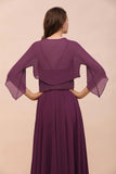Purple Bridesmaid Dress with Wraps Spaghetti Straps Floor Length Casual Dress-misshow.com